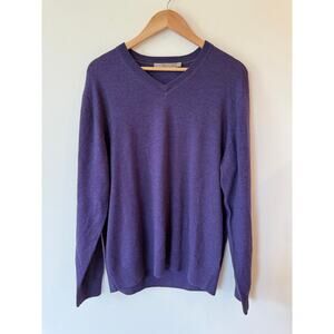Raffi Long Sleeve Merino Wool Pullover V-Neck Sweater Purple Women's Size Large